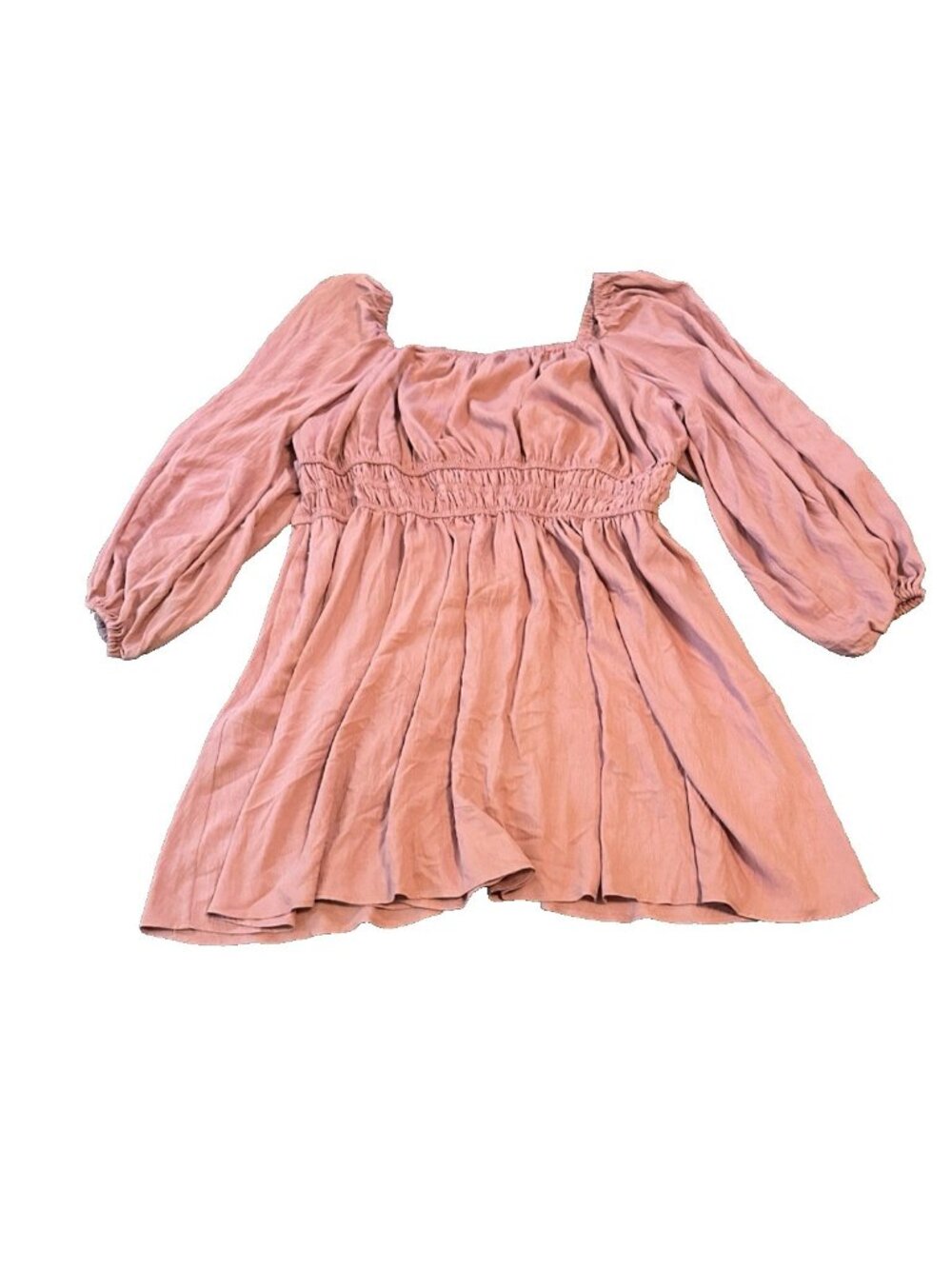 Cottage Core Boho Blush Pink Dress 24 Puff Sleeve Festival Empire Waist Milkmaid